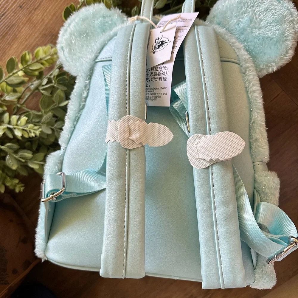 Disney park Loungefly Mint Plush Backpack with Bow Tinsel - Picture 3 of 5